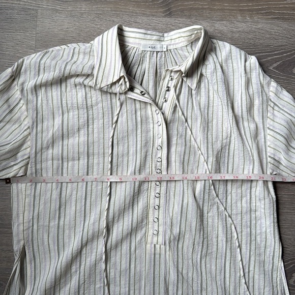 A.L.C. Carissa Striped Snap-Front Top in ivory - Picture 13 of 14